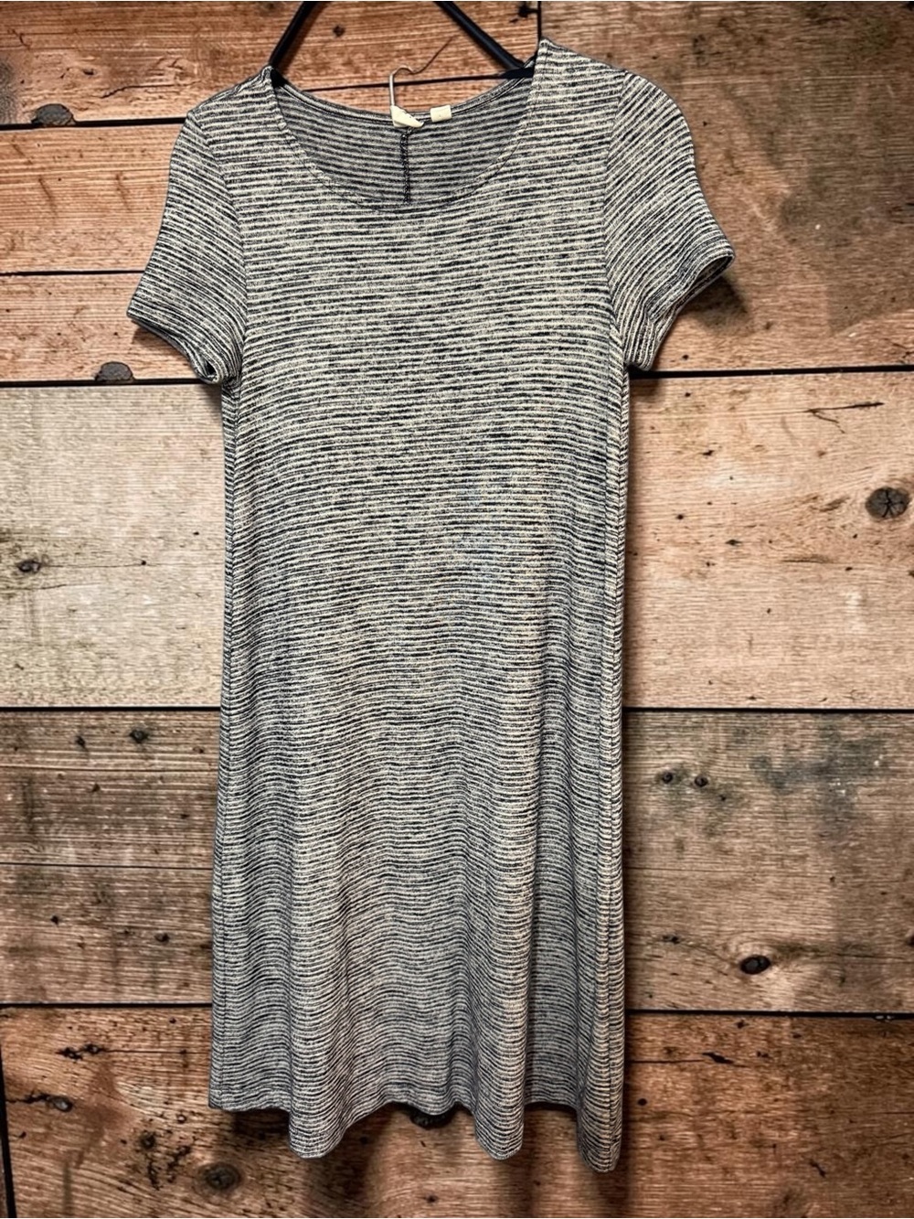 Gap Navy White Marled Knit T-Shirt Dress Coastal Minimalist Capsule Basic Sz XS